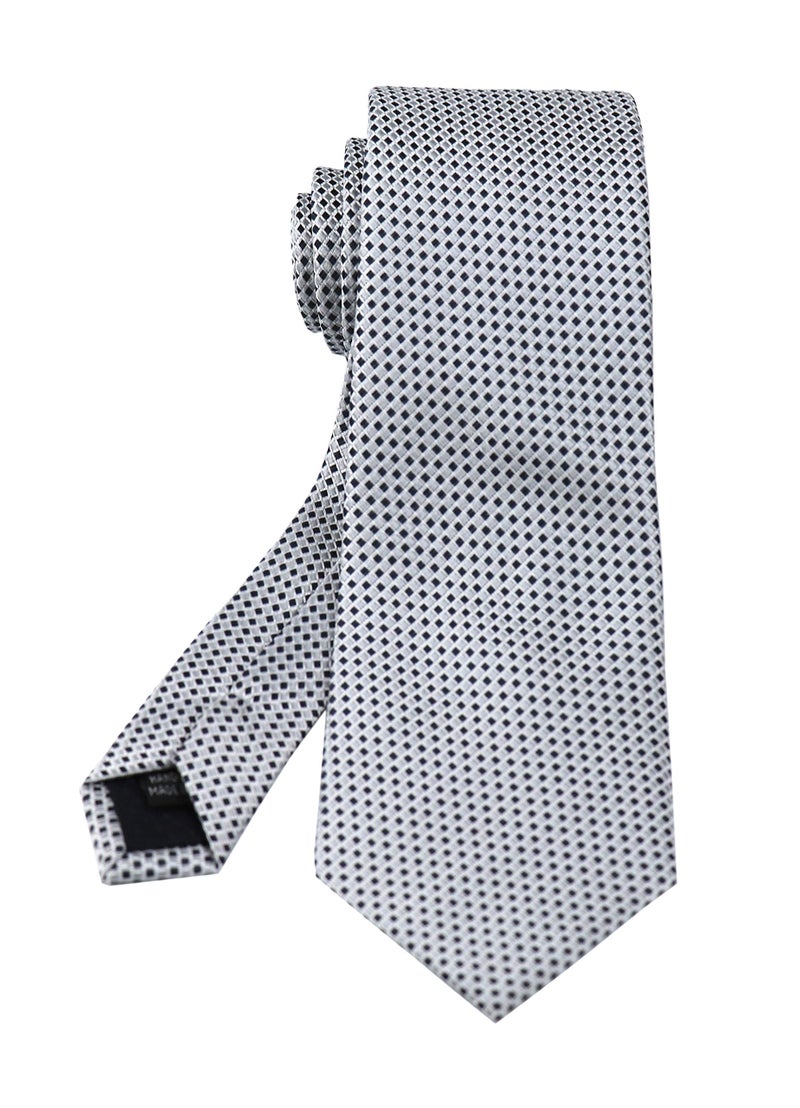 Secdtie Mens Silver Grey Silk Ties Grenadine Texture Formal Thanksgiving Dress Neckties - Image 3